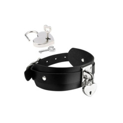 KINKY DIVA HEART LOCK & KEY COLLAR BLACK/SILVER