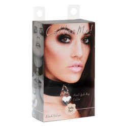 KINKY DIVA HEART LOCK & KEY COLLAR BLACK/SILVER