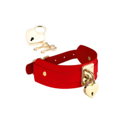 KINKY DIVA HEART LOCK & KEY COLLAR RED/GOLD