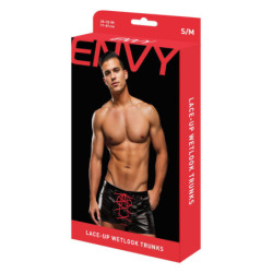 ENVY LACE-UP WETLOOK TRUNKS BLACK RED, M/L