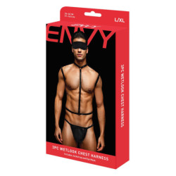 ENVY 3 PCS WETLOOK CHEST HARNESS, L/XL