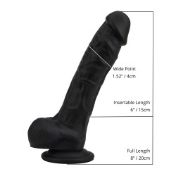 Loving Joy 8 Inch Realistische Siliconen Dildo met Zuignap en Ballen Zwart