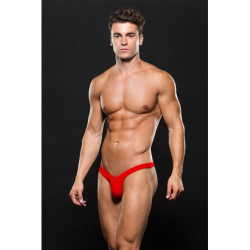 MICROFIBER LOWRISE ZIP THONG RED, S/M