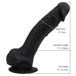 Loving Joy 9 Inch Realistische Siliconen Dildo met Zuignap en Ballen Zwart