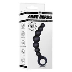 NMC 7 INCH RIBBED SILICONE ANAL BEADS BLACK