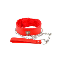 Bound to Please Harige Halsband met Leiband Rood