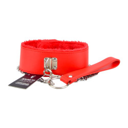 Bound to Please Harige Halsband met Leiband Rood