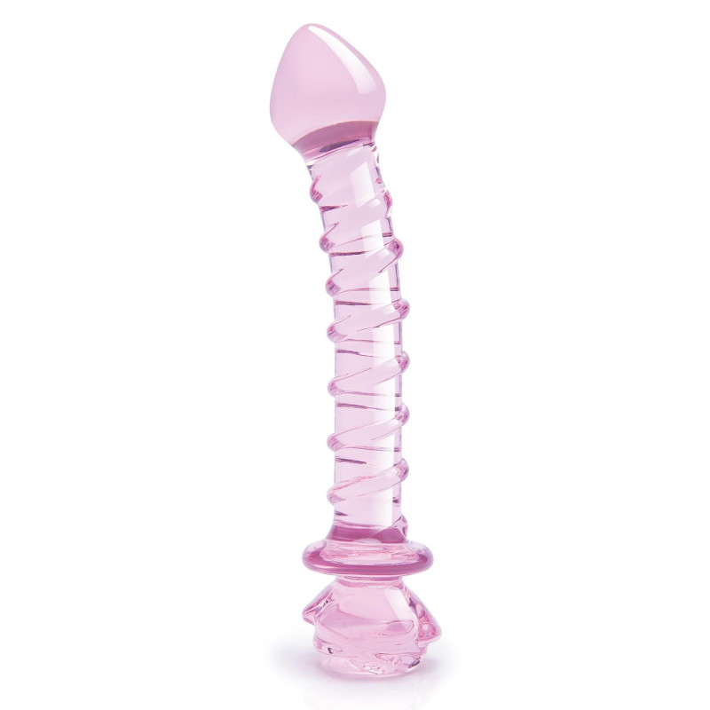 GLAZE GLASS ROSEBUD SPIRAL G-SPOT DILDO