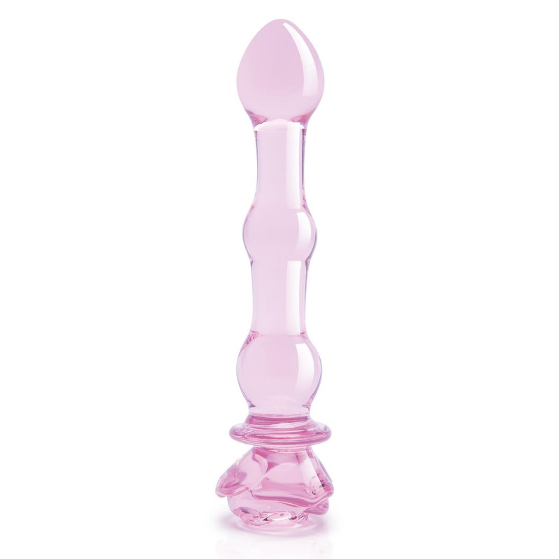 GLAZE GLASS ROSEBUD BEADED DILDO