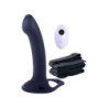 NMC 9,5 INCH OPLAADBARE SILICONEN VIBRATIE HOLLE STRAP ON MET BALRING ZWART