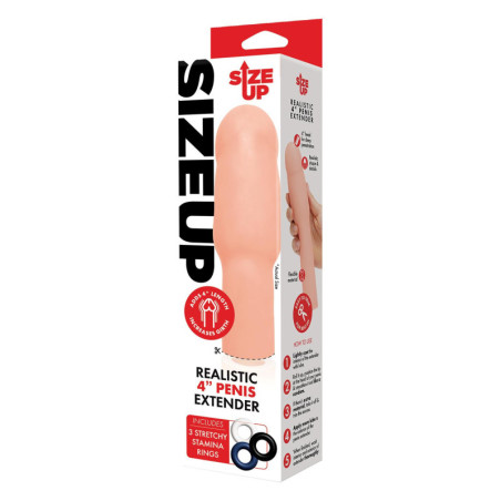 SIZE UP 4 INCH EXTRA REALISTIC PENIS EXTENDER -FLESH