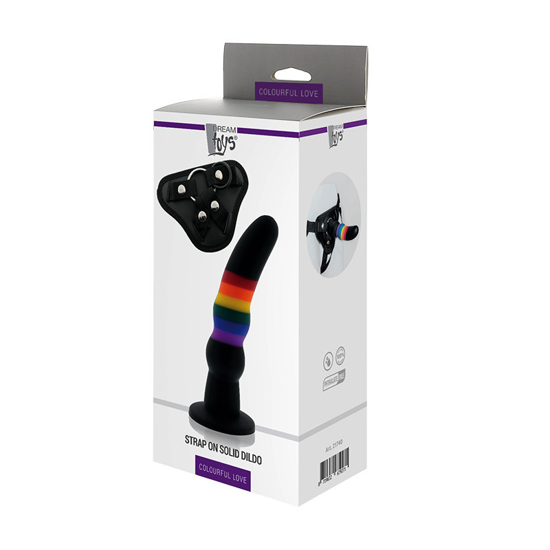 COLOURFUL LOVE STRAP ON SOLID DILDO