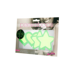 PEEKABOO PASTIES GLOW IN THE DARK HEARTS AND STARS GRN