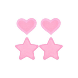 PEEKABOO PASTIES HOT PINK GLOW IN THE DARK HEARTS AND STARS