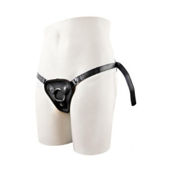 STRAPON BLACK PU HARNESS WITH TWO RINGS