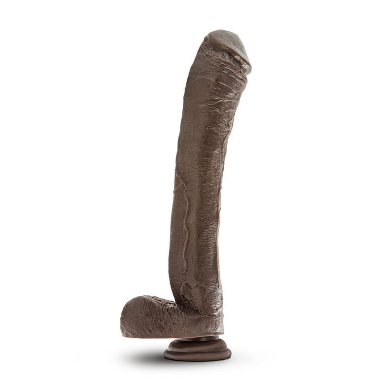 DR. SKIN MR. ED 13 INCH DILDO WITH BALLS  CHOCOLATE