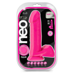 NEO ELITE 8 INCH SILICONE DUAL DENSITY COCK WITH BALLS NEON PINK