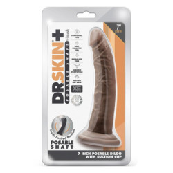 DR. SKIN PLUS 7 INCH POSABLE DILDO CHOCOLATE