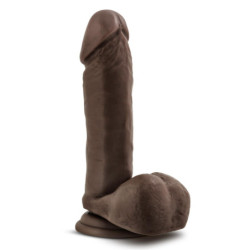 DR. SKIN PLUS 8 INCH POSABLE DILDO WITH BALLS CHOCOLATE