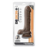 DR. SKIN PLUS 9 INCH POSABLE DILDO WITH BALLS CHOCOLATE