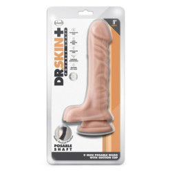 DR. SKIN PLUS 9 INCH POSABLE DILDO WITH BALLS VANILLA