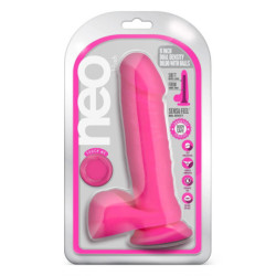 NEO 8 INCH DUAL DENSITY DILDO NEON PINK