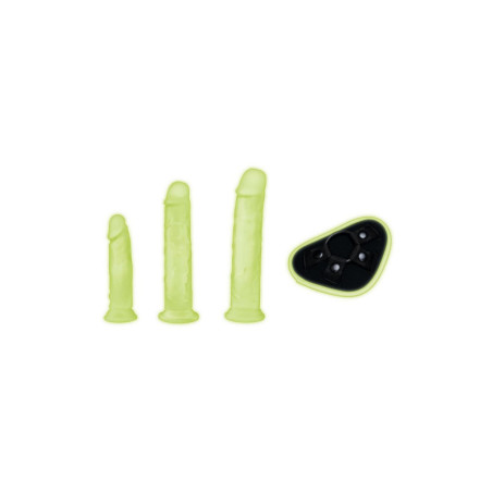 WHIPSMART 4 PCS GLOW IN THE DARK PEGGING KIT WITH 6, 8 AND 9 INCH DILDOS