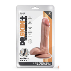 DR. SKIN PLUS  6 INCH POSABLE DILDO WITH BALLS  MOCHA