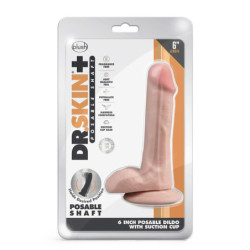 DR. SKIN PLUS 6 INCH POSABLE DILDO WITH BALLS  VANILLA