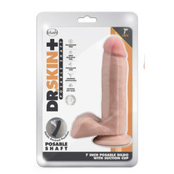 DR. SKIN PLUS  7 INCH POSABLE DILDO WITH BALLS  VANILLA