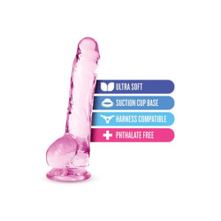 NATURALLY YOURS  8 INCH CRYSTALLINE DILDO  ROSE