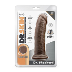 DR. SKIN SILICONE DR. SHEPHERD 8 INCH DILDO WITH SUCTION CUP CHOCOLATE