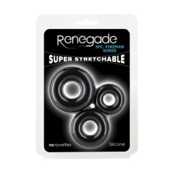 RENEGADE 3PC FIREMAN RINGS BLACK