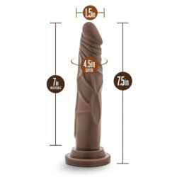 DR. SKIN SILICONE DR. CARTER 7 INCH DONG WITH SUCTION CUP CHOCOLATE