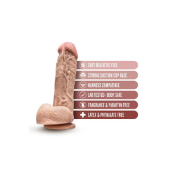 DR. SKIN MR. D 8.5 INCH DILDO WITH BALLS BEIGE