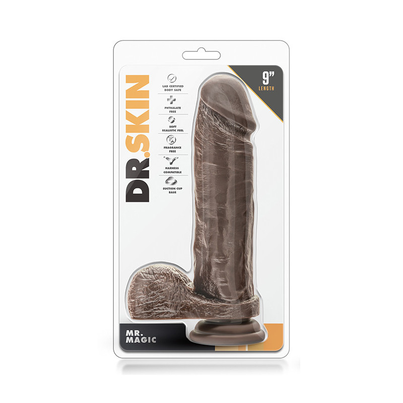 DR. SKIN MR. MAGIC 9INCH DILDO CHOCOLATE