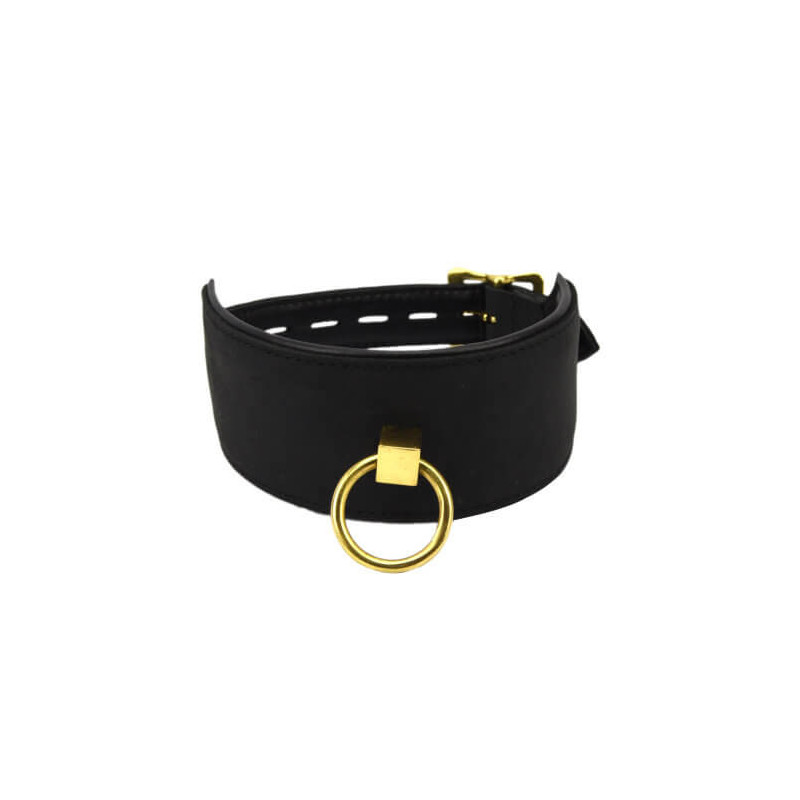 Bound Noir Nubuck Leather Collar with O Ring