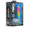 NEO ELITE GLOW IN THE DARK RAINBOW RAVE 6.5 INCH SILICONE DUAL DENSITY DILDO MULTICOLORED