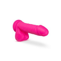 NEO ELITE 8 INCH SILICONE DUAL DENSITY COCK WITH BALLS NEON PINK