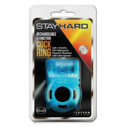 STAY HARD 5 FUNCTION COCK RING BLUE