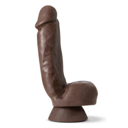 DR. SKIN PLUS 8 INCH THICK POSEABLE DILDO SQUEEZABLE BALLS CHOCOLATE