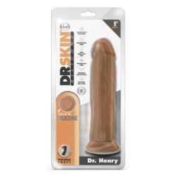 DR. SKIN SILICONE DR. HENRY 9 INCH DILDO WITH SUCTION CUP MOCHA