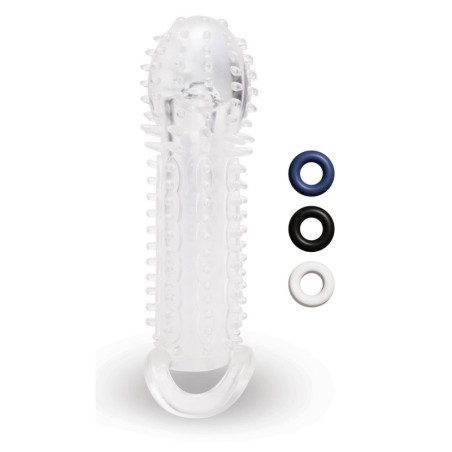 SIZE UP CLEAR VIEW TEXTURED PENIS EXTENDER WITH BALL LOOP