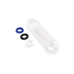 SIZE UP CLEAR VIEW TEXTURED PENIS EXTENDER WITH BALL LOOP