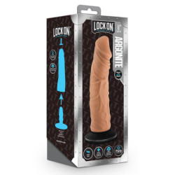 LOCK ON ARGONITE 8 INCH DILDO WITH SUCTION CUP ADAPTER MOCHA