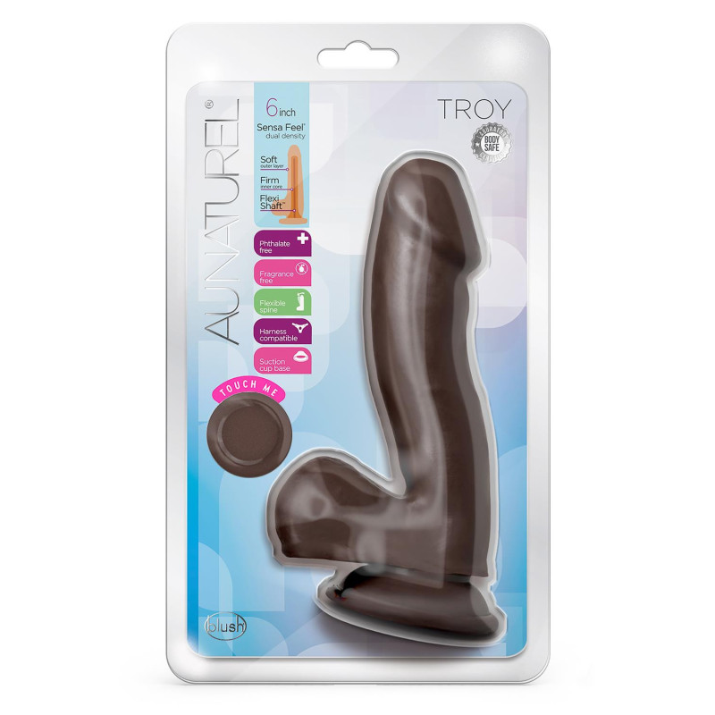 AU NATUREL TROY 6 INCH DILDO CHOCOLATE