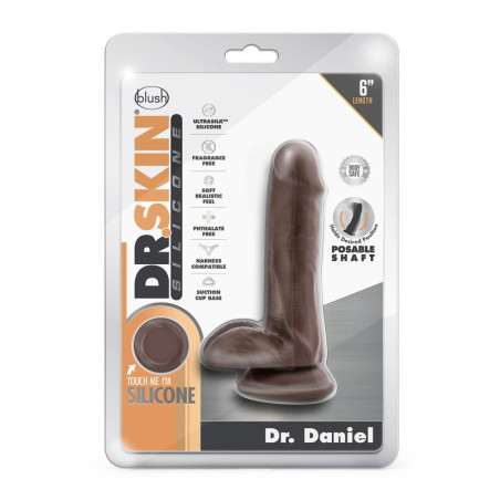 DR. SKIN SILICONE DR. DANIEL 6 INCH DILDO WITH SUCTION CUP CHOCOLATE