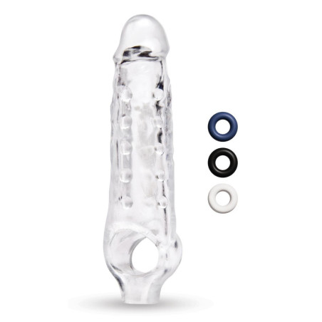 SIZE UP CLEAR VIEW STUDDED PENIS EXTENDER WITH BALL LOOP