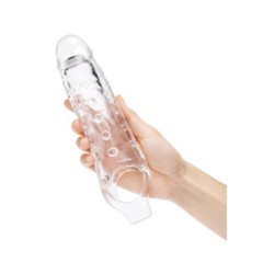 SIZE UP CLEAR VIEW STUDDED PENIS EXTENDER WITH BALL LOOP