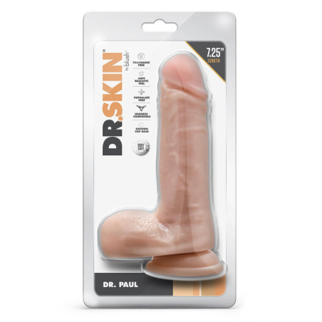 DR. SKIN DR. PAUL 7.25 INCH DILDO WITH BALLS BEIGE